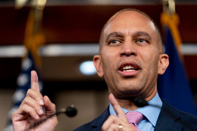 <p>Incoming House Minority Leader Hakeem Jeffries, D-N.Y., speaks at a news conference on opening day of the 118th Congress on Capitol Hill in Washington, Tuesday, Jan. 3, 2023</p>