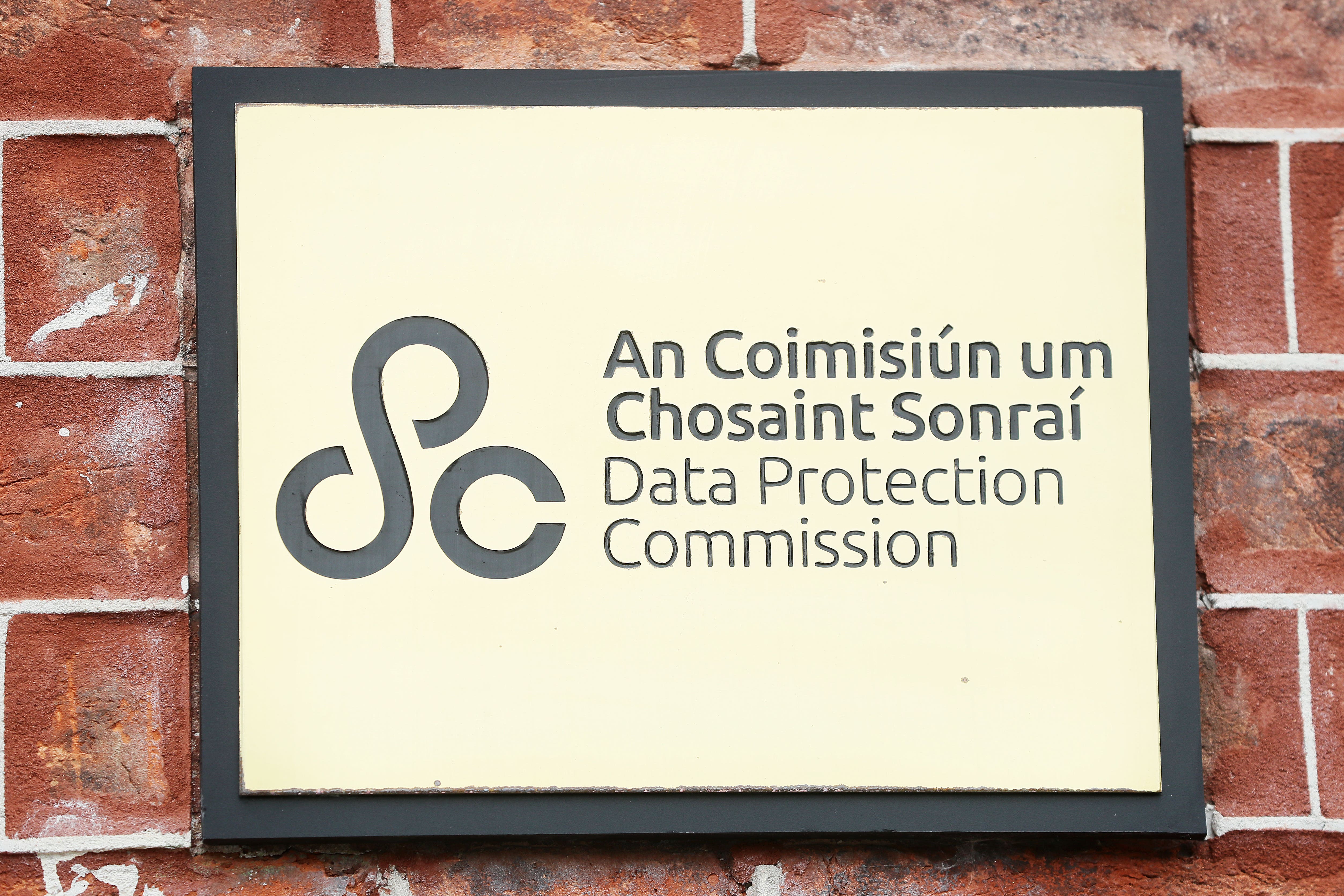 A plaque outside the offices of the Data Protection Commission in Dublin. WhatsApp has been hit with a fine of 225 million euros by the data protection commissioner, following an investigation into GDPR practices at the company. Picture date: Thursday September 2, 2021.