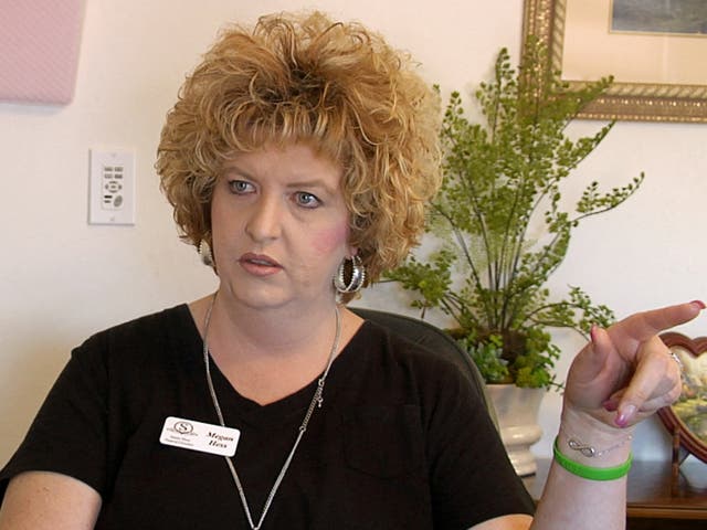 <p> Megan Hess, owner of Donor Services, is pictured during an interview in Montrose, Colorado, U.S., May 23, 2016 in this still image from video</p>