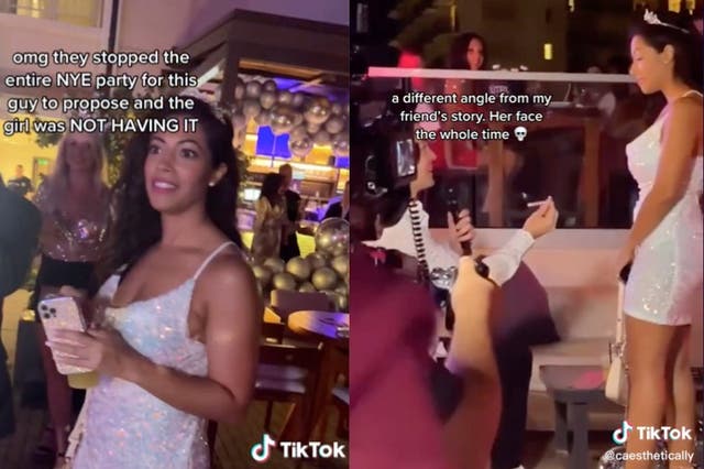 <p>Woman shares TikTok of ‘most awkward’ NYE wedding proposal </p>