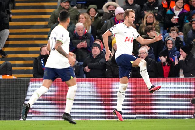Harry Kane scored twice in Tottenham’s victory at Crystal Palace (Zac Goodwin/PA)