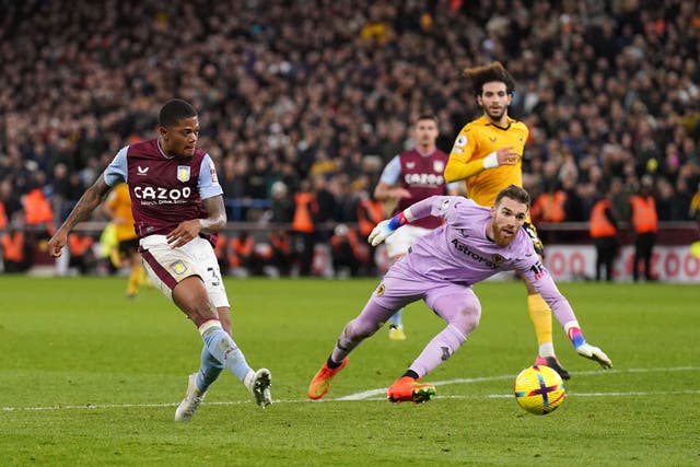 Aston Villa’s Leon Bailey missed a glorious late chance. (Tim Goode/PA)