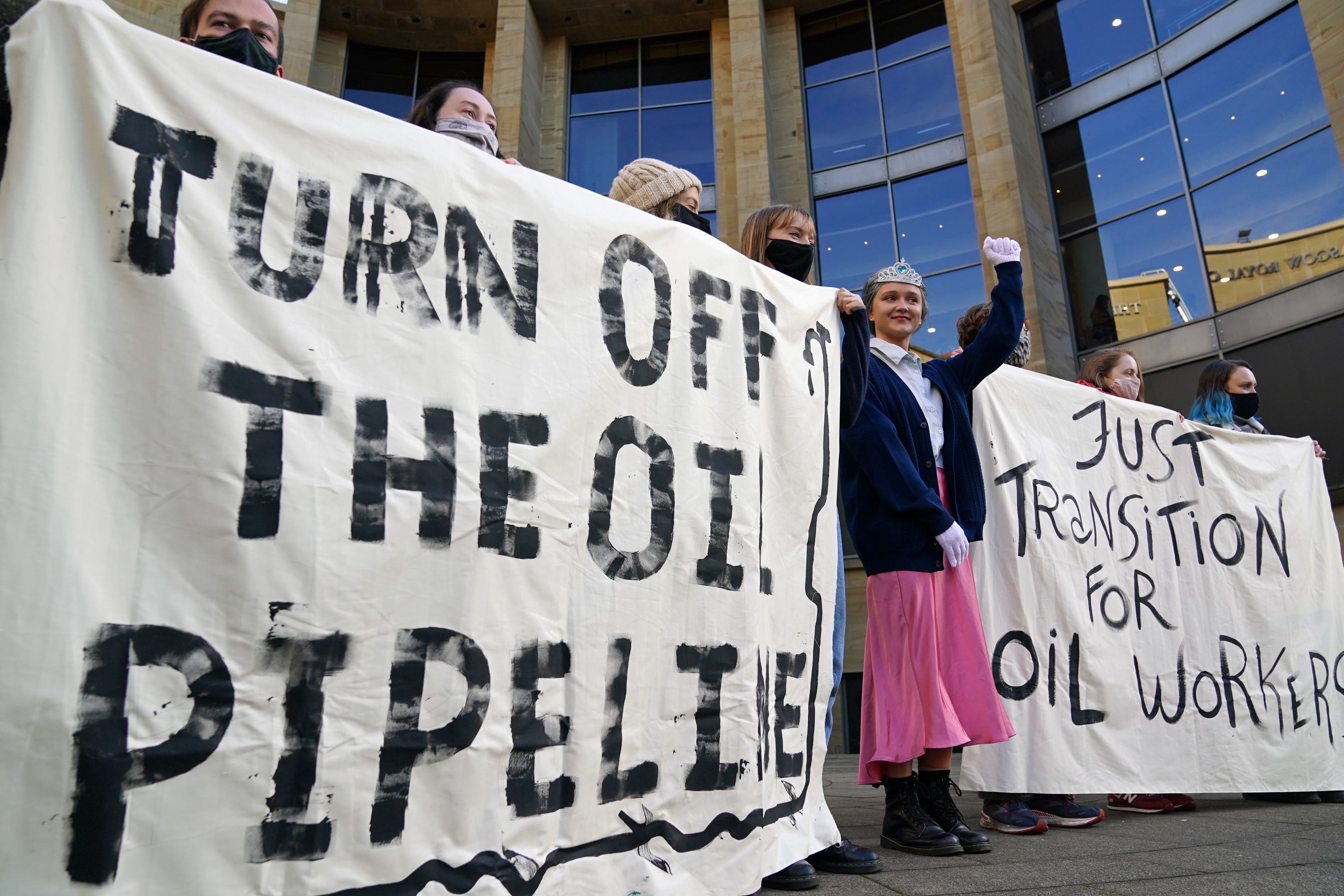 Climate activists oppose the development of new oil fields in the North Sea (Andrew Milligan/PA)