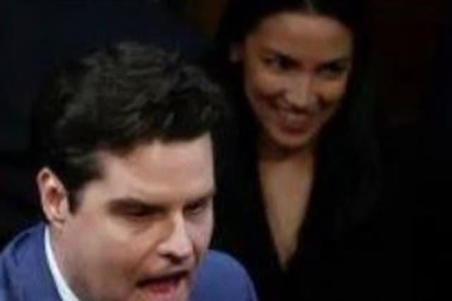 <p>Matt Gaetz has received unexpected support from AOC </p>