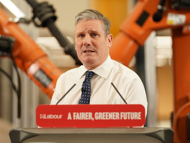 <p>Keir Starmer speaks during a visit to UCL in Stratford</p>