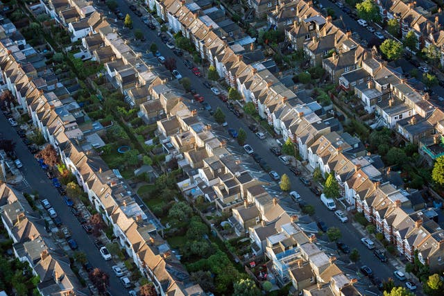 An aerial view of terraced houses in south-west London (Victoria Jones/PA)