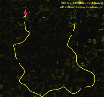 A map recreating the movements of Bryan Kohberger at the time of the murders using cell phone data and revealed in the affidavit