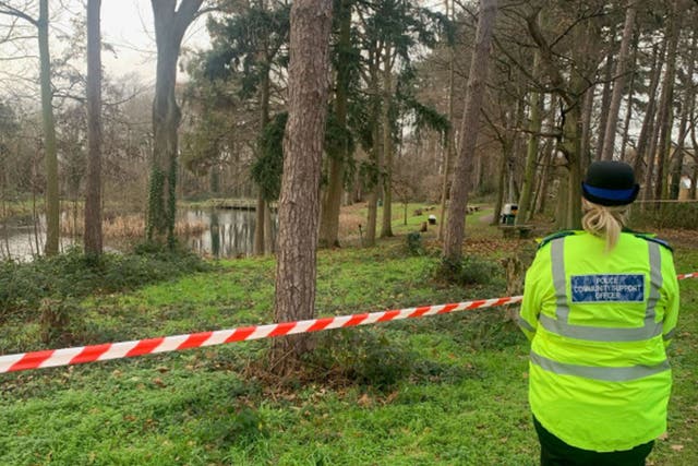Essex Police said the remains were likely to been in the pond for ‘weeks’ (Essex Police/PA)