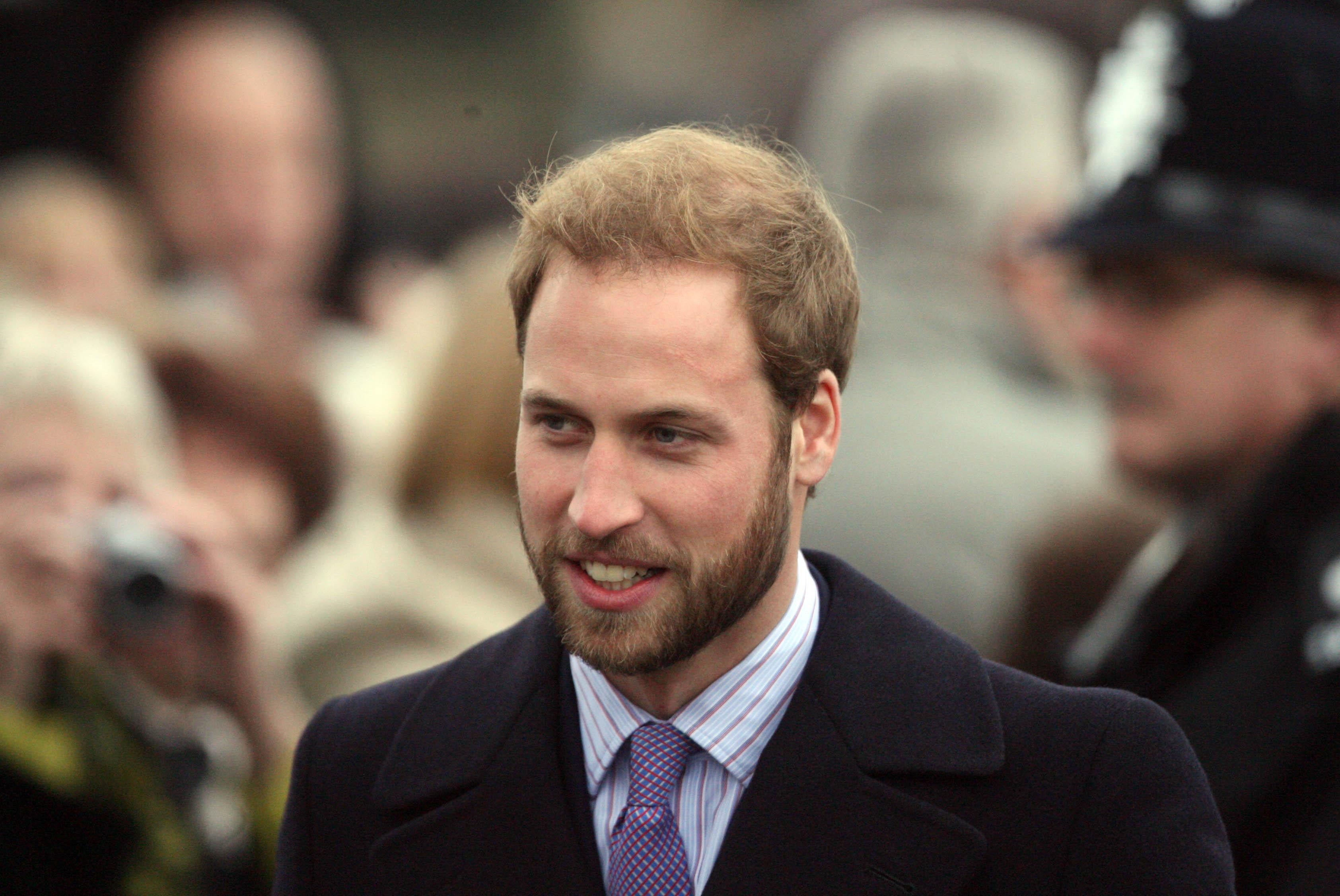 Prince William arrives at St Mary Magdalene Church on the Queen’s Sandringham estate for Christmas Day church service in 2008
