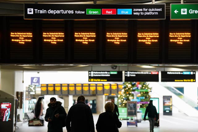 Only around 20% of normal rail services would run on Friday and trains would start later and finish earlier (Jacob King/PA)