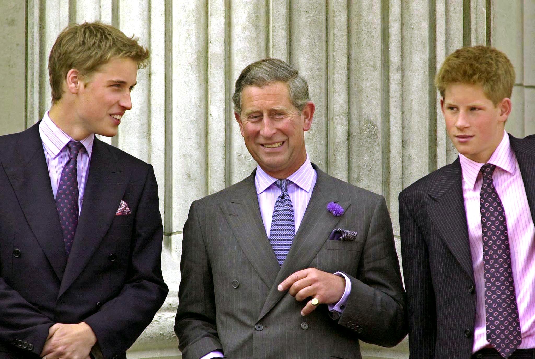 Prince William, Charles and Harry in 2000