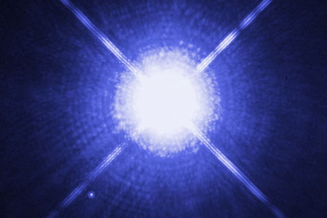 <p>Dazzling Sirius outshines its tiny companion – the ‘Pup’ – 10,000 times over</p>