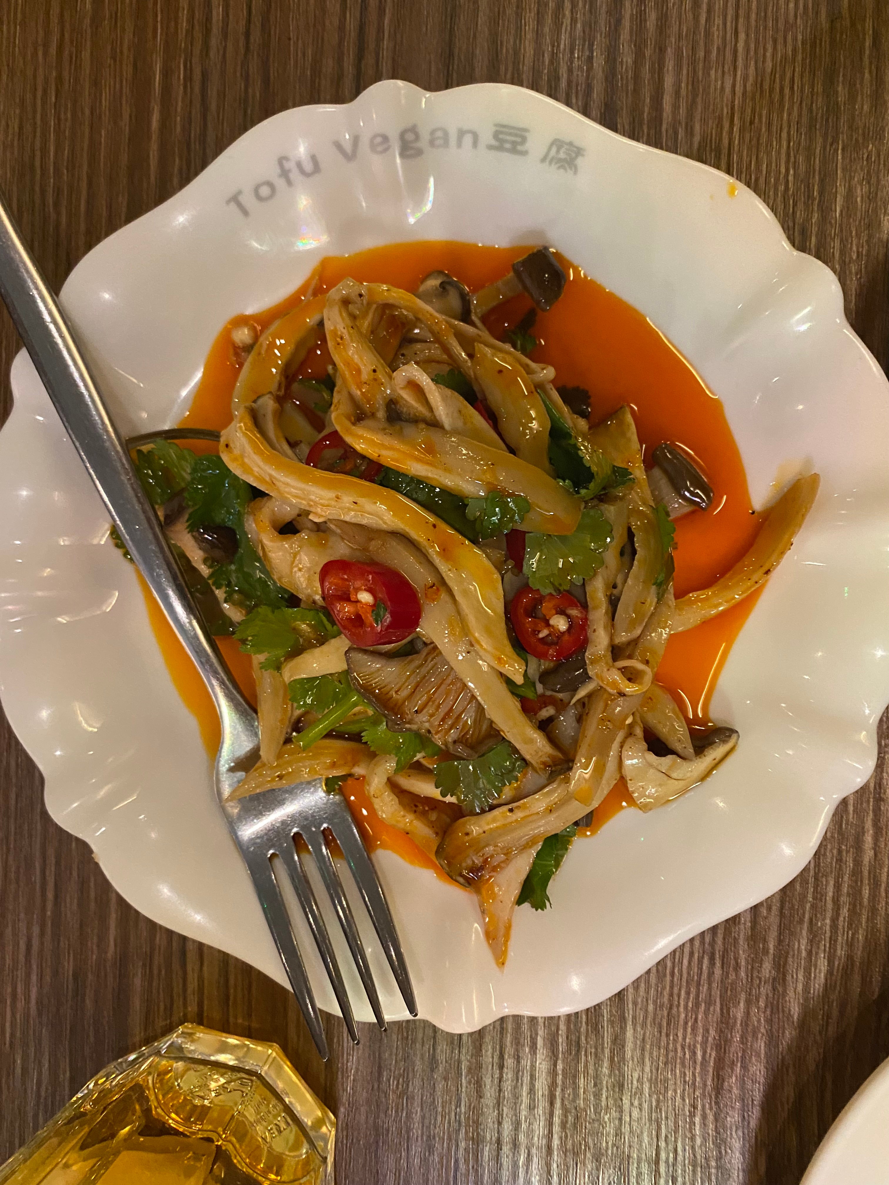 Tofu Vegan’s cold hand-shredded king oyster mushroom is ’something I could eat happily every week’