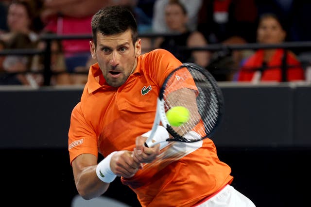 Novak Djokovic (pictured) defeated Denis Shapovalov in Adelaide (Kelly Barnes/AP)