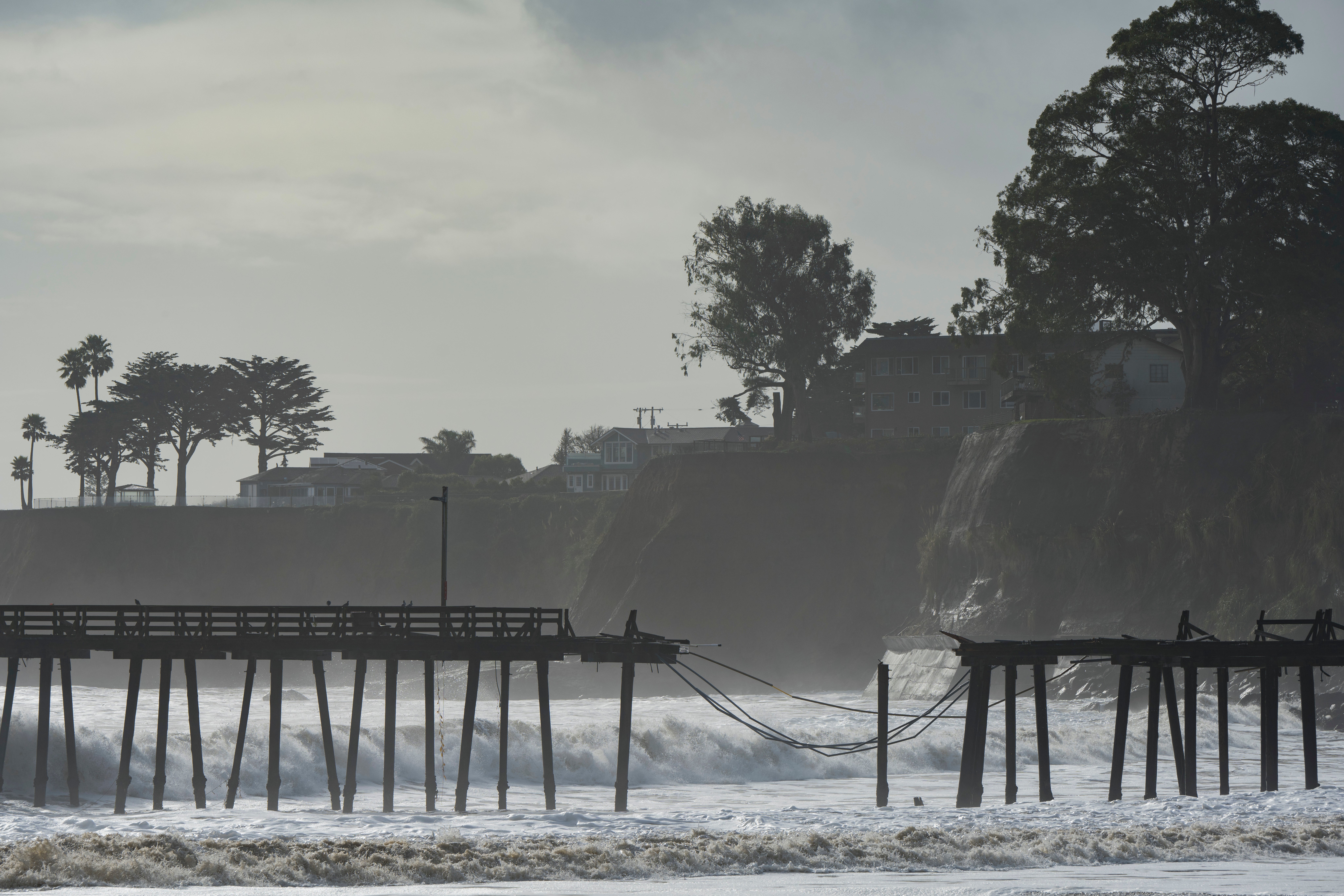Storm surges damaged the pier in Capitola, California