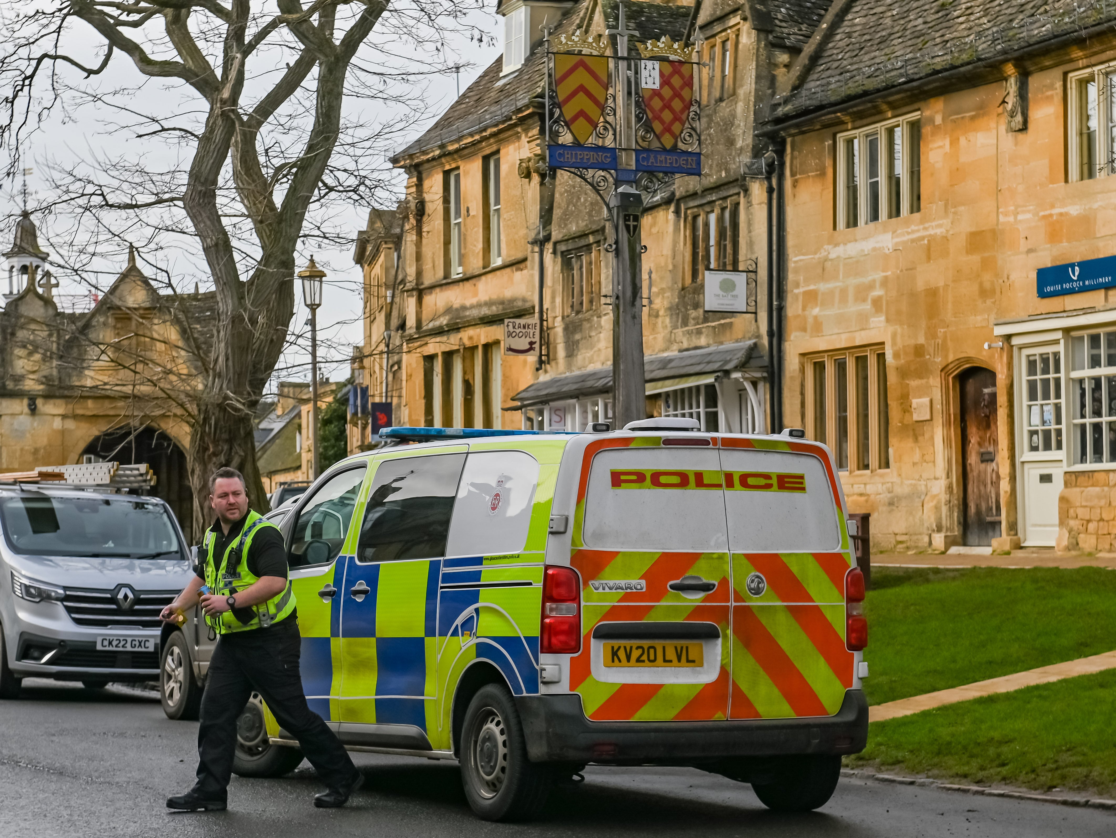 Police at the scene of the death in Chipping Campden