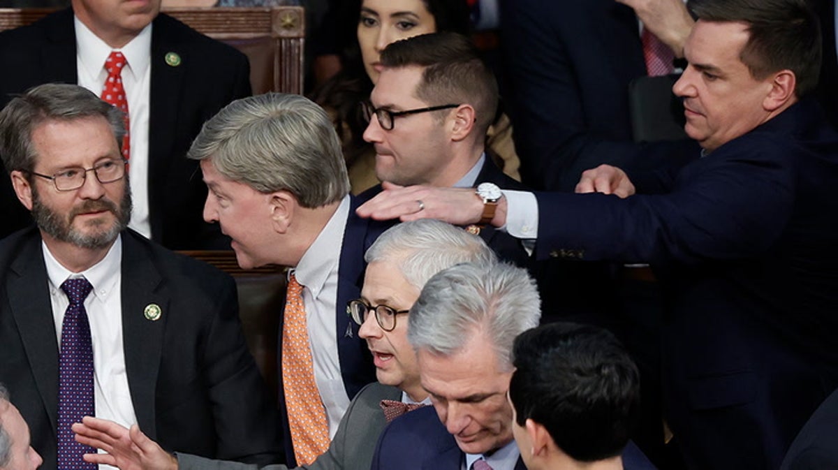 Moment GOP representative restrained after confronting Matt Gaetz during clashes on House floor
