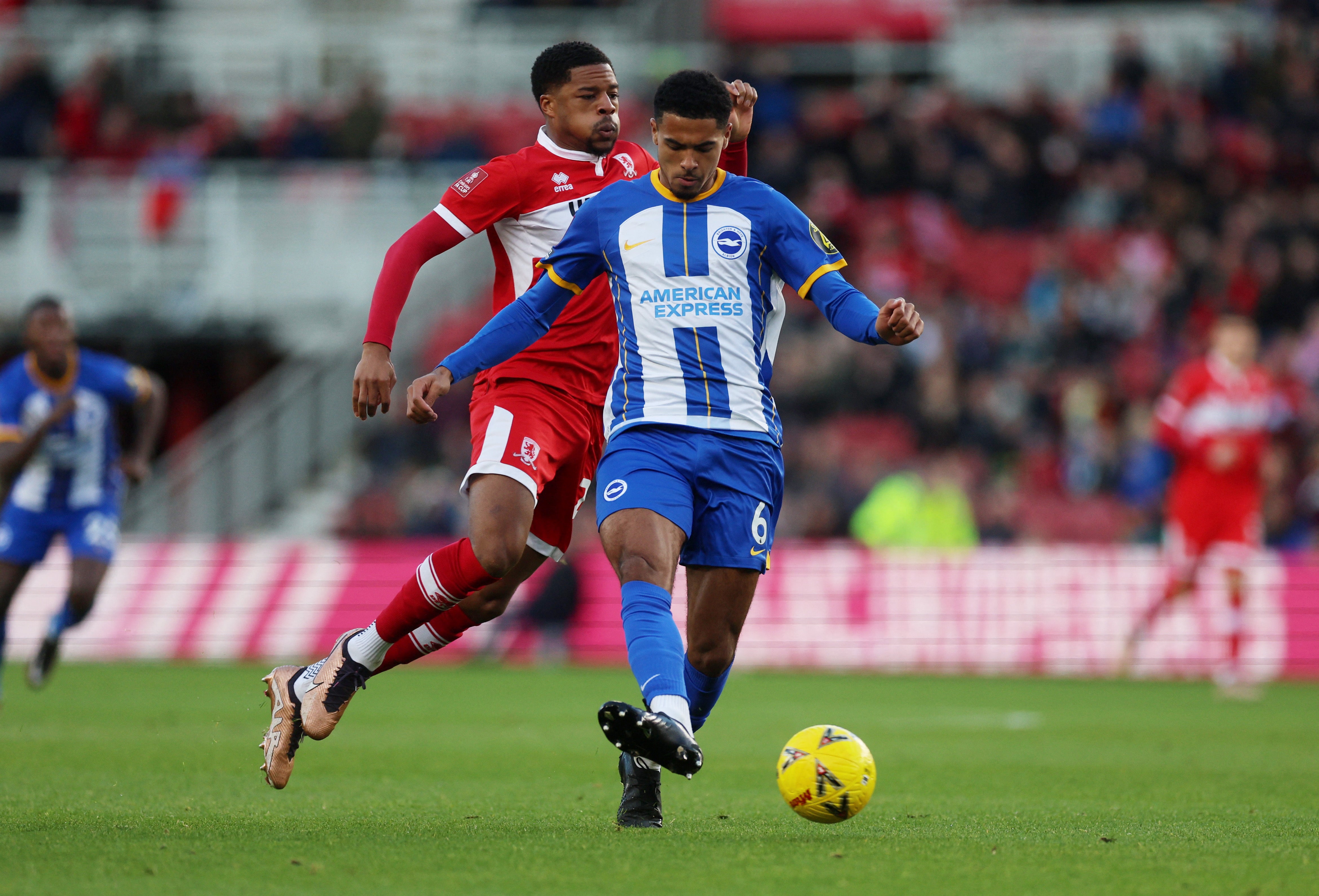 Brighton’s Levi Colwill on the ball against Middlesbrough
