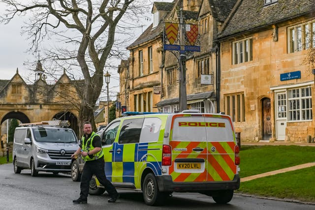 <p>Police at the murder scene in Chipping Campden</p>