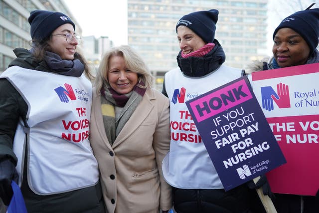 Pat Cullen with members of the Royal College of Nursing (Stefan Rousseau/PA)