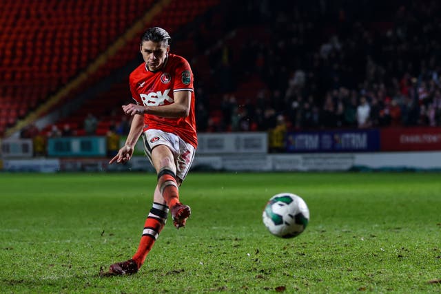 George Dobson is backing Charlton to beat Manchester United if their Carabao Cup tie goes to penalties (Steven Paston/PA)