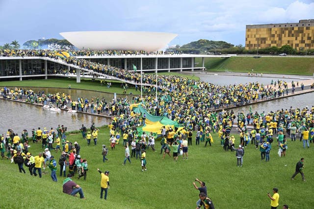 <p>Demonstrators amass outside and storm Brazil’s Esplanada dos Ministerios</p>