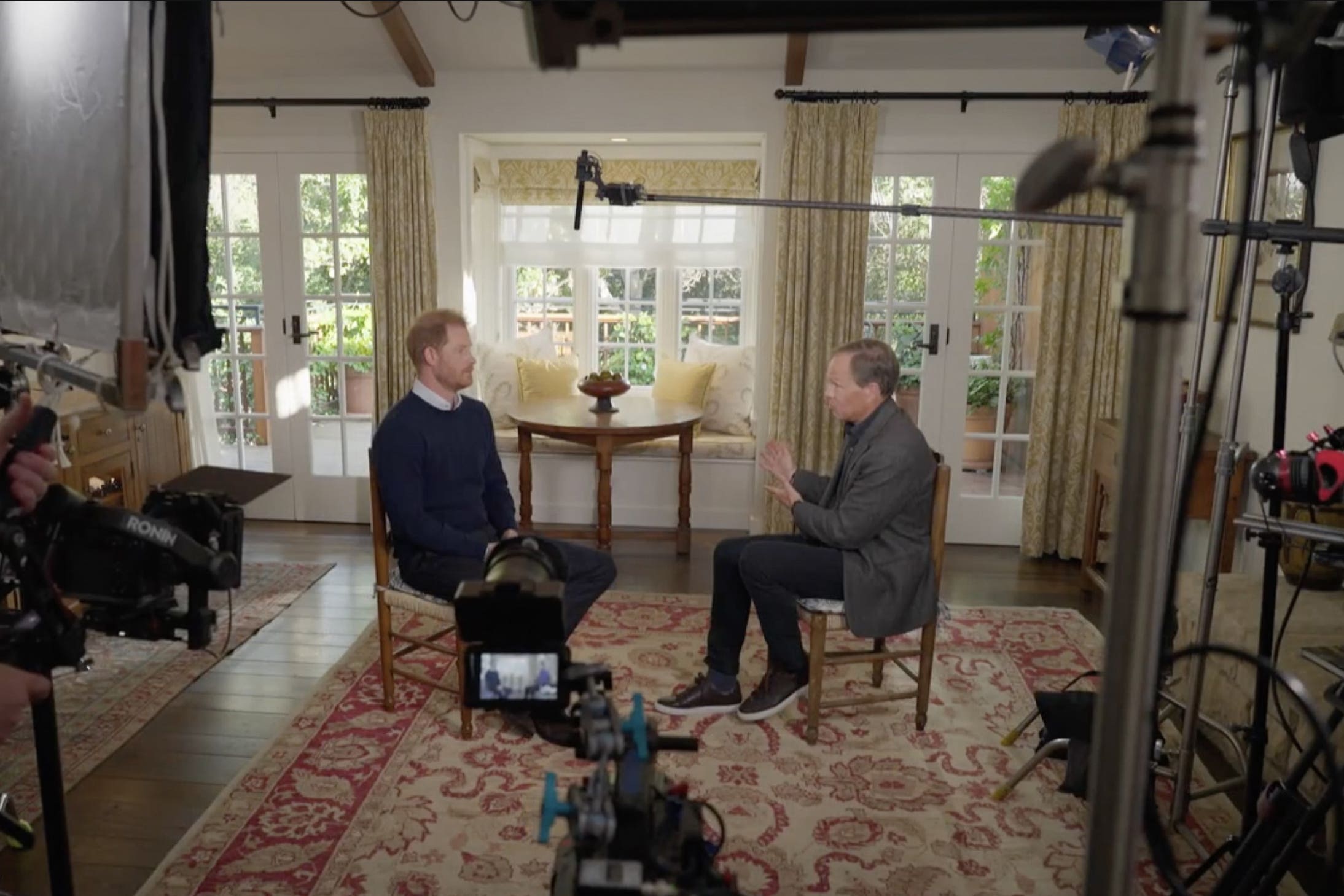 The Duke of Sussex during an interview with ITV’s Tom Bradby in California