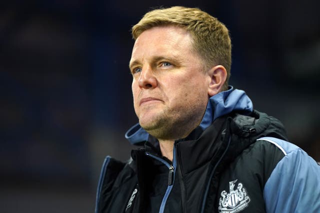 Newcastle head coach Eddie Howe wants a more ruthless approach in Tuesday night’s Carabao Cup quarter-final clash with Leicester (Nick Potts/PA)