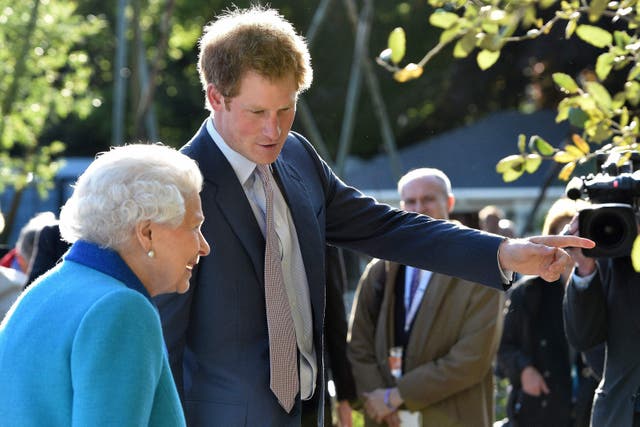 Harry with the Queen at the Chelsea Flower Show in 2015 (Julian Simmonds/The Daily Telegraph/PA)