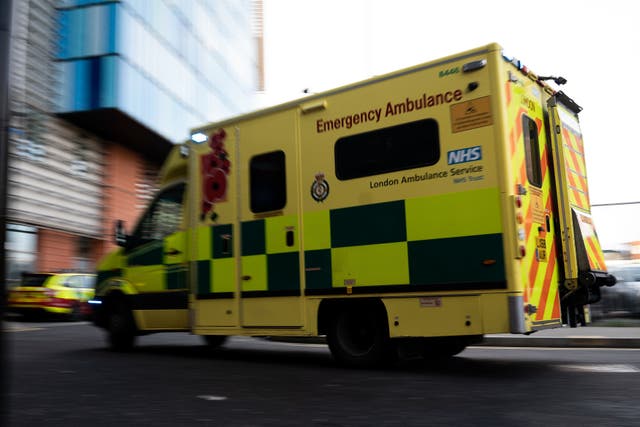 <p>An ambulance arriving at A&E</p>