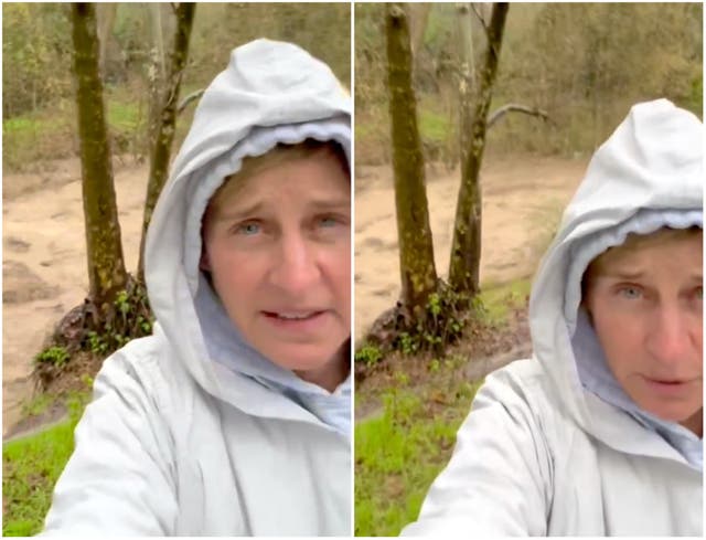 <p>Ellen DeGeneres video from Montecito flood</p>