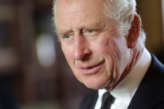 King Charles III during a reception for local charities at Cardiff Castle in Wales (PA)