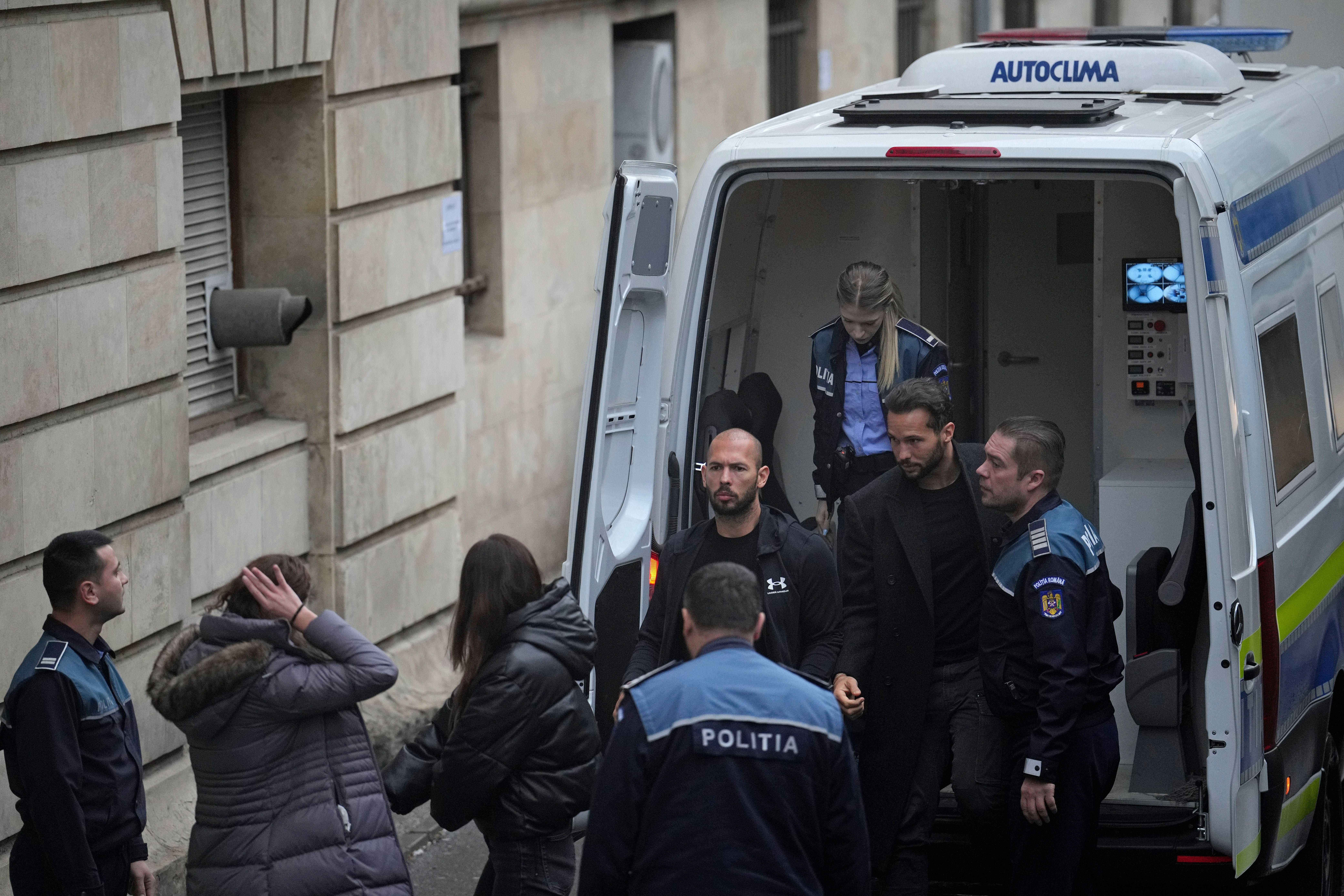 The Tates arrived at court in Bucharest, Romania on Tuesday morning
