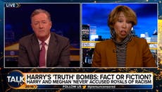 Piers Morgan clashes with Trisha Goddard over Prince Harry racism claim denial
