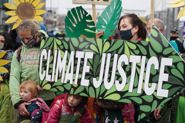Climate Justice activists at the Cop26 summit in Glasgow (PA)
