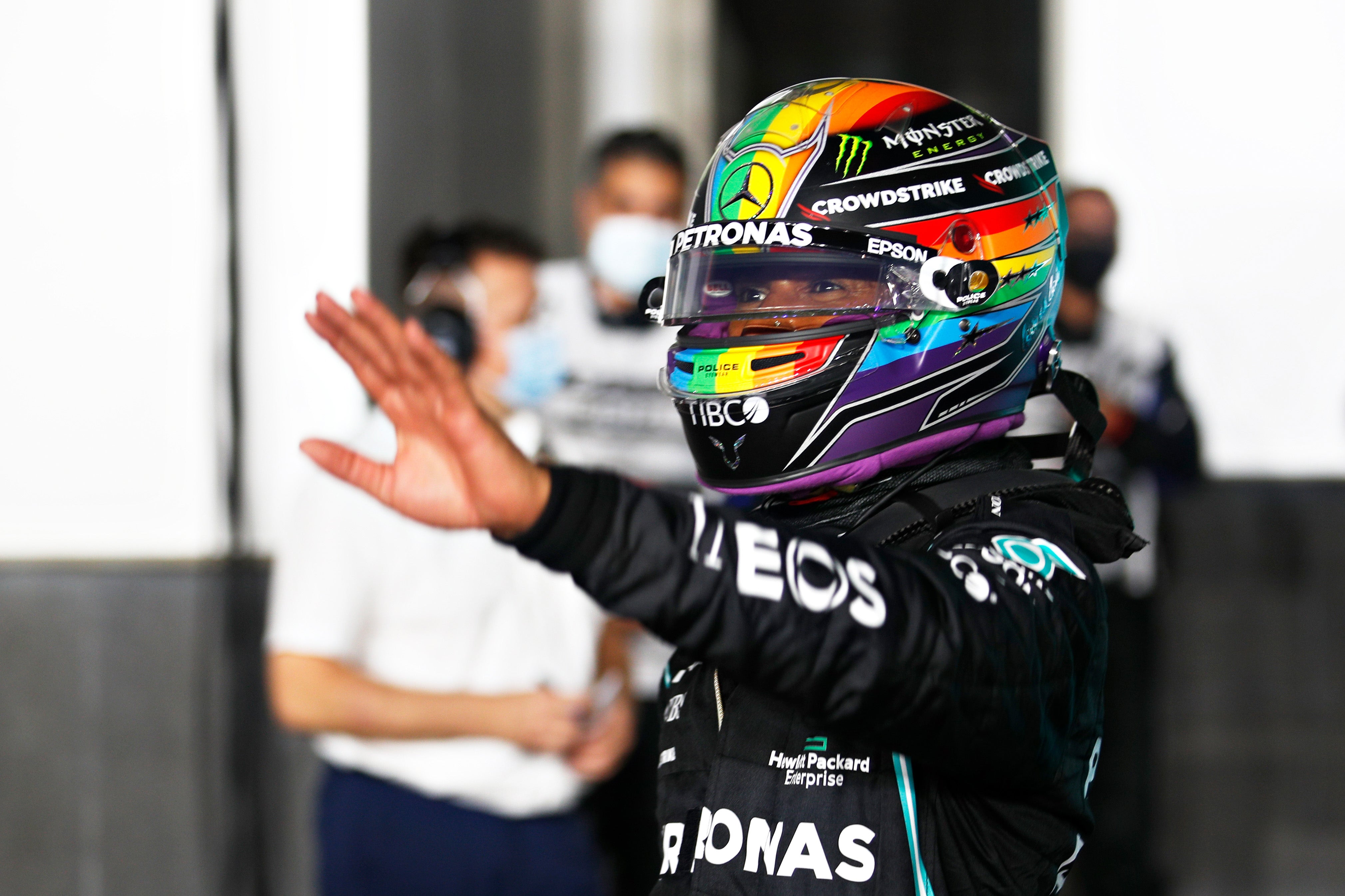 Lewis Hamilton wore a rainbow helmet in Qatar in 2021 in support of LGBTQ rights