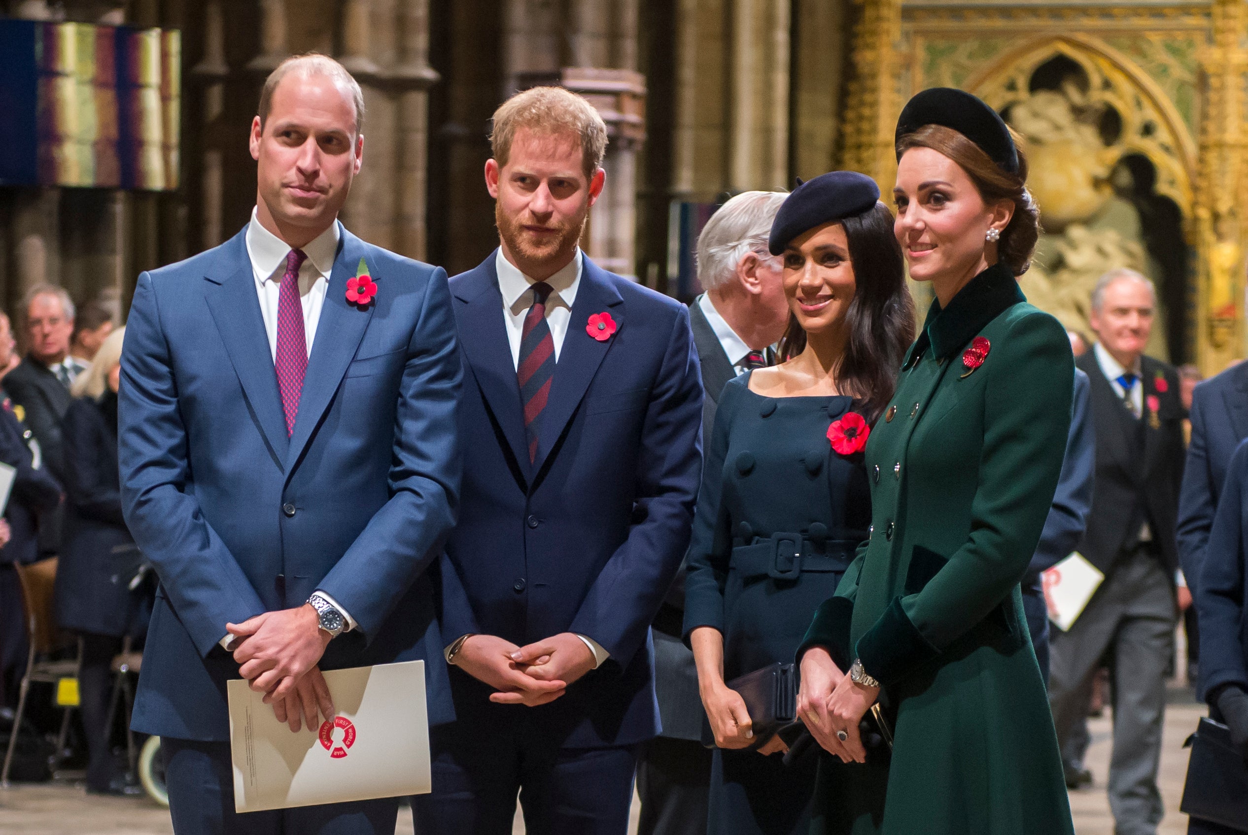 William, Harry, Meghan and Kate at a remembrance service in 2018