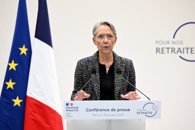 <p>France’s prime minister Elisabeth Borne presents the government’s plan for pension reform in Paris</p>