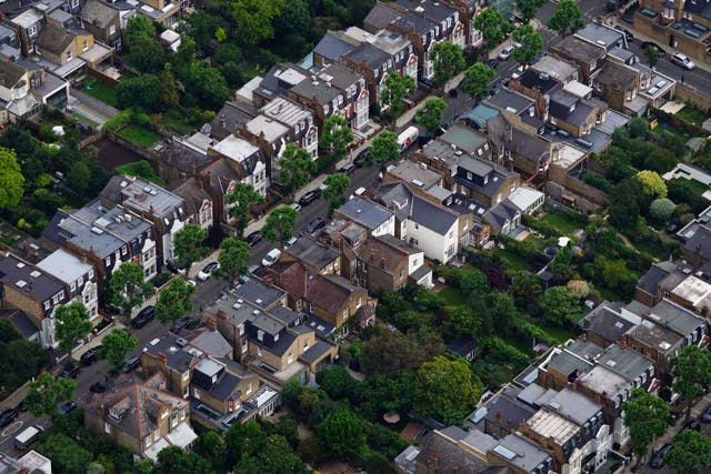 An aerial view of terrace houses in west London (Victoria Jones/PA)