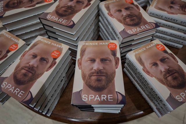 <p>Copies of the new book by Prince Harry - Spare - are displayed at a book store in London (AP Photo/Kin Cheung)</p>