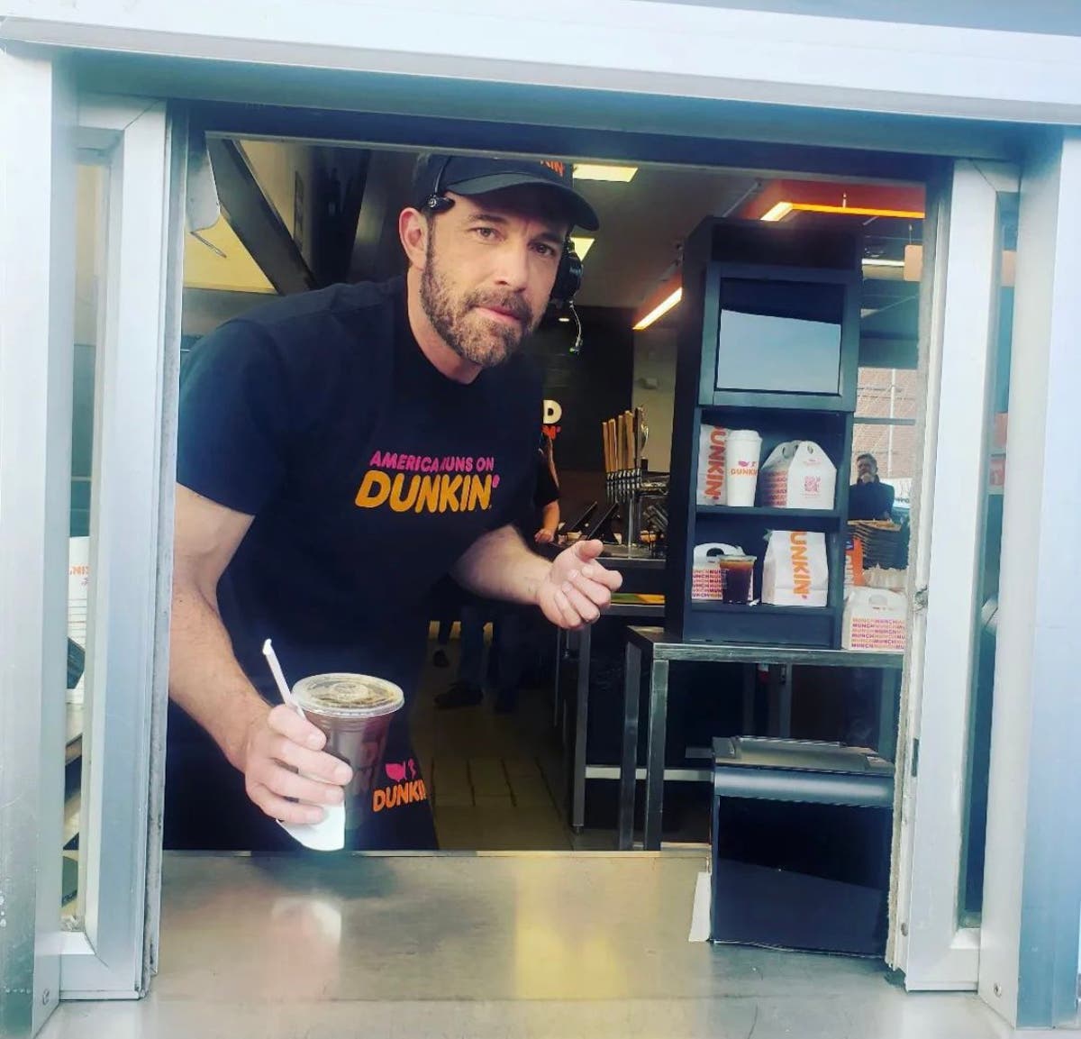 Ben Affleck surprises fans while working at Dunkin&rsquo; drive-thru in Massachusetts