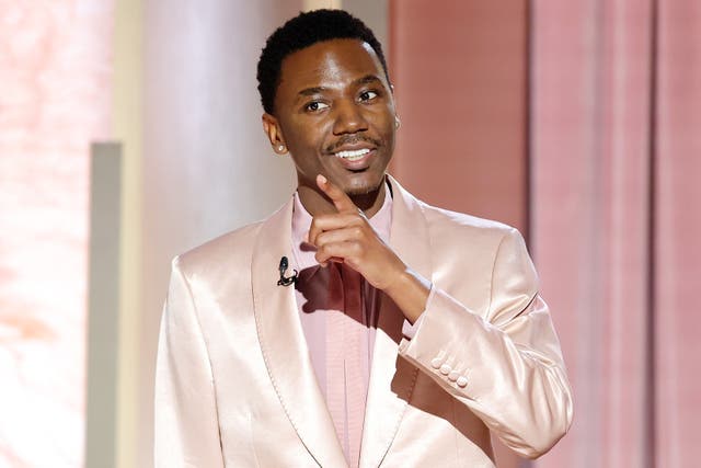 <p>In this handout photo provided by NBCUniversal Media, LLC, Host Jerrod Carmichael  speaks onstage during the 80th Annual Golden Globe Awards at The Beverly Hilton on January 10, 2023 in Beverly Hills, California</p>