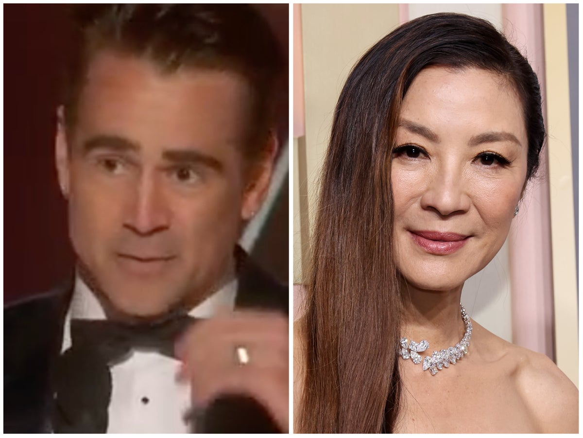 ‘I will beat you up’: Colin Farrell and Michelle Yeoh refuse to be played off Golden Globes stage