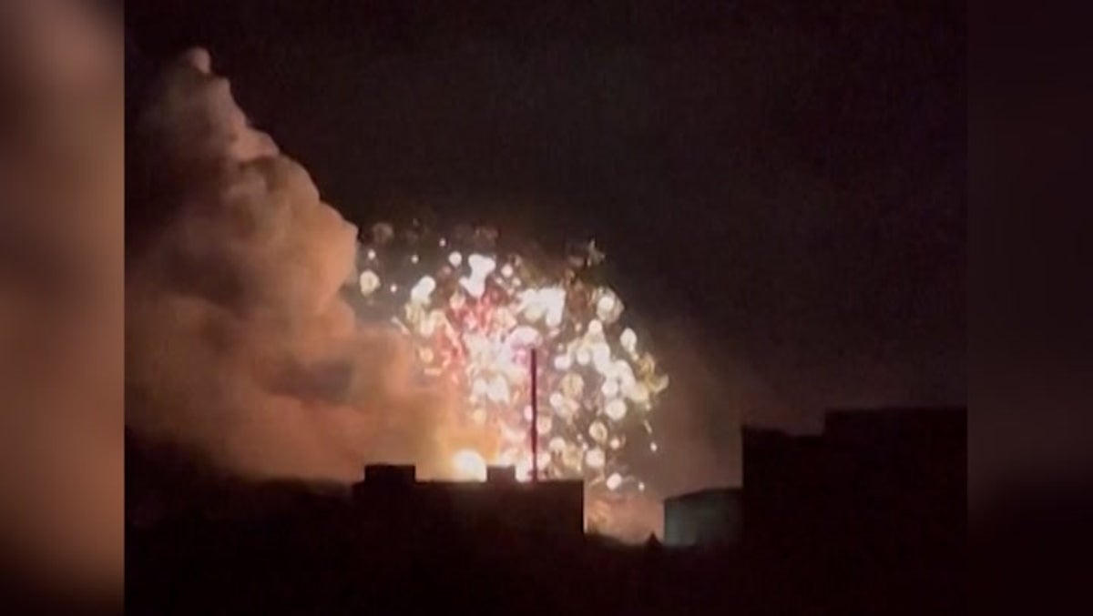 Kharkiv: Fireworks explode in sky after Russian strike hits Ukrainian factory