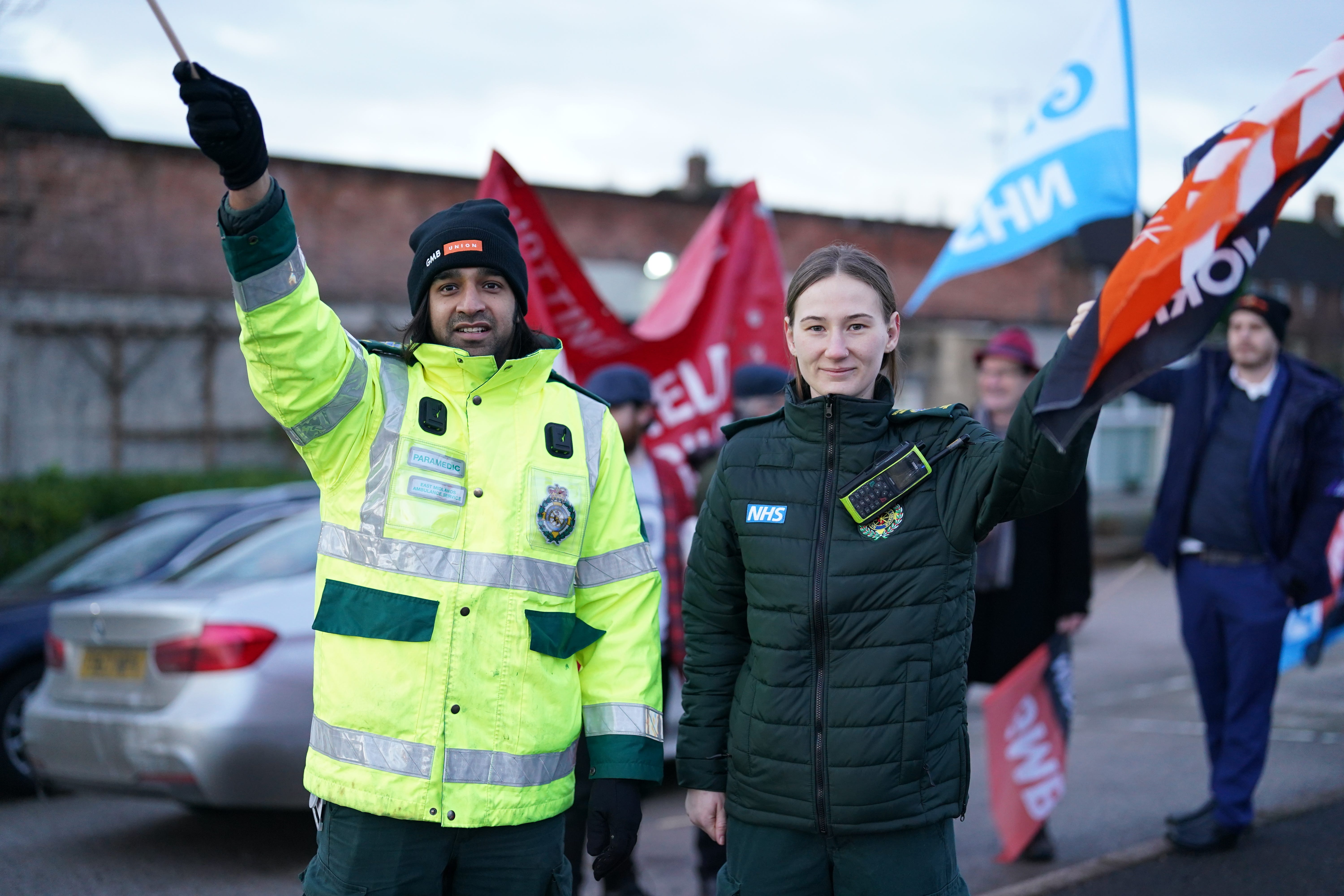 Ambulance workers on the picket line in Nottingham (/PA)