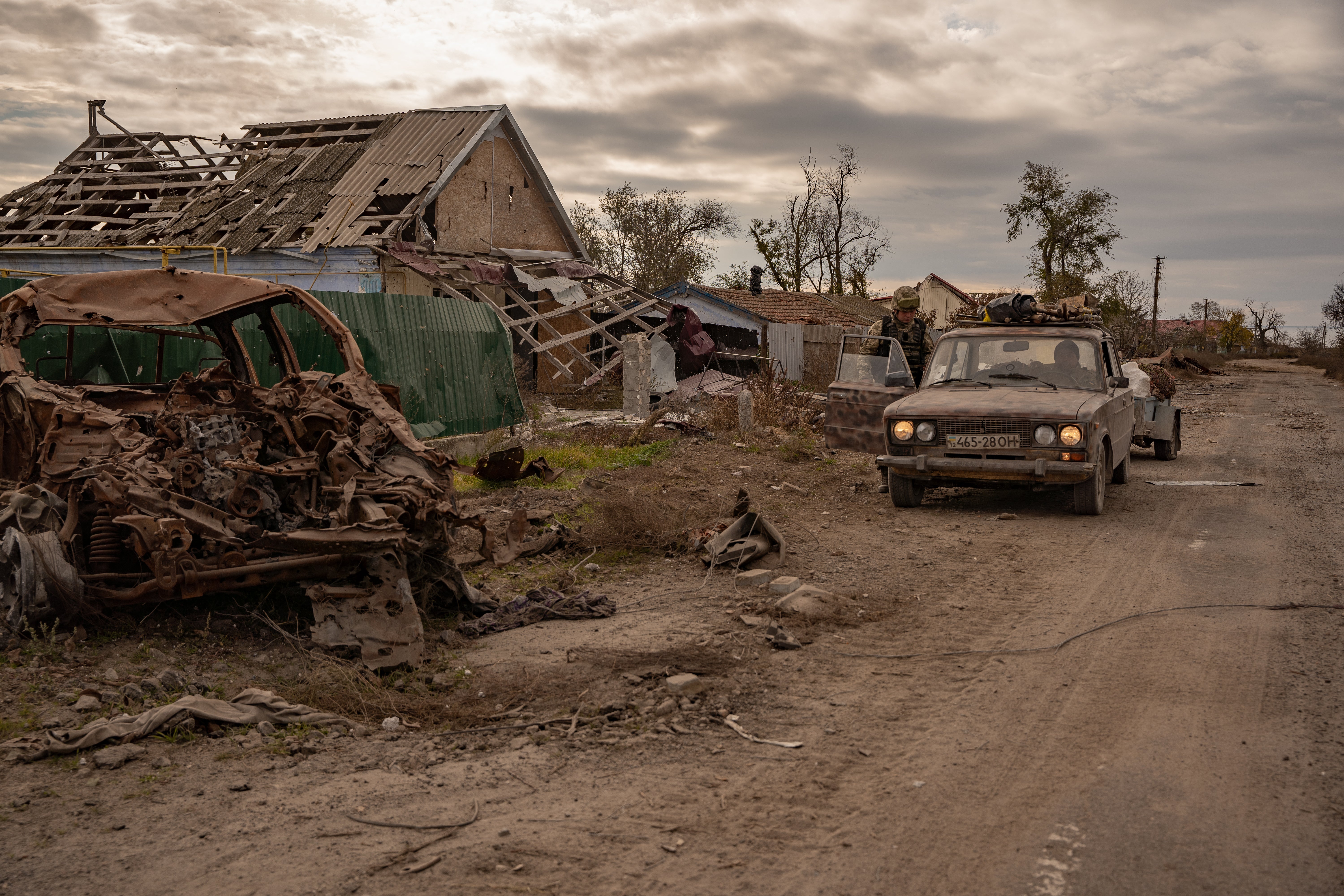 The destroyed remains of Oleksandrivka