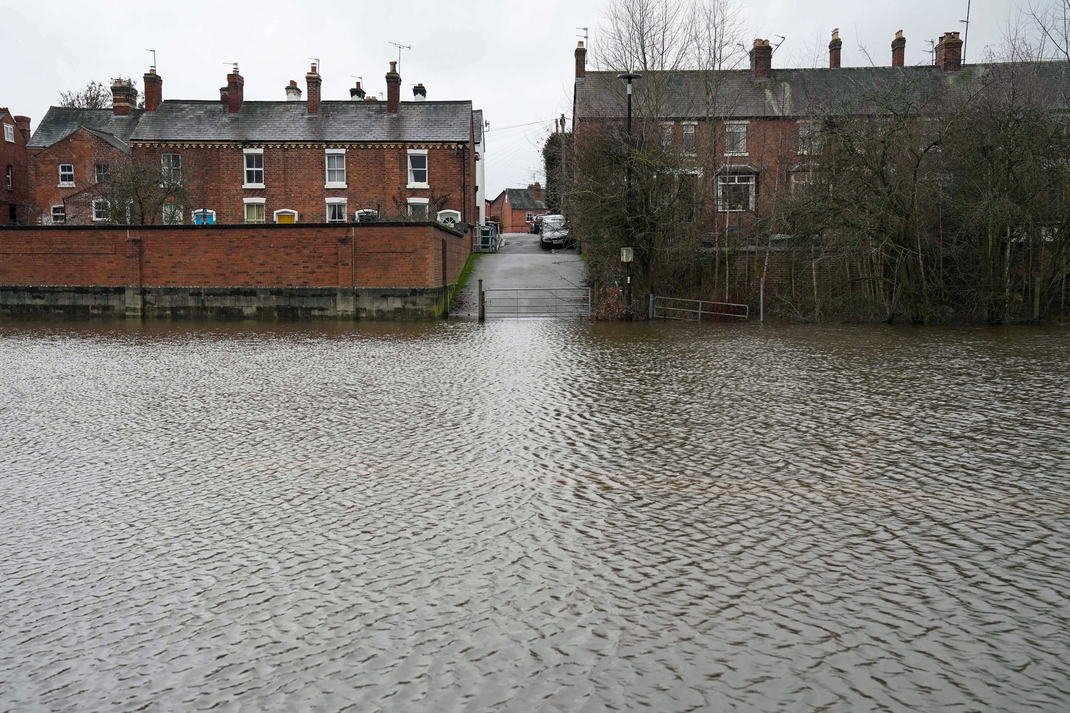 A partially submerged Frankwell car park in Shrewsbury, which has been closed due to it’s proximity to the River Severn