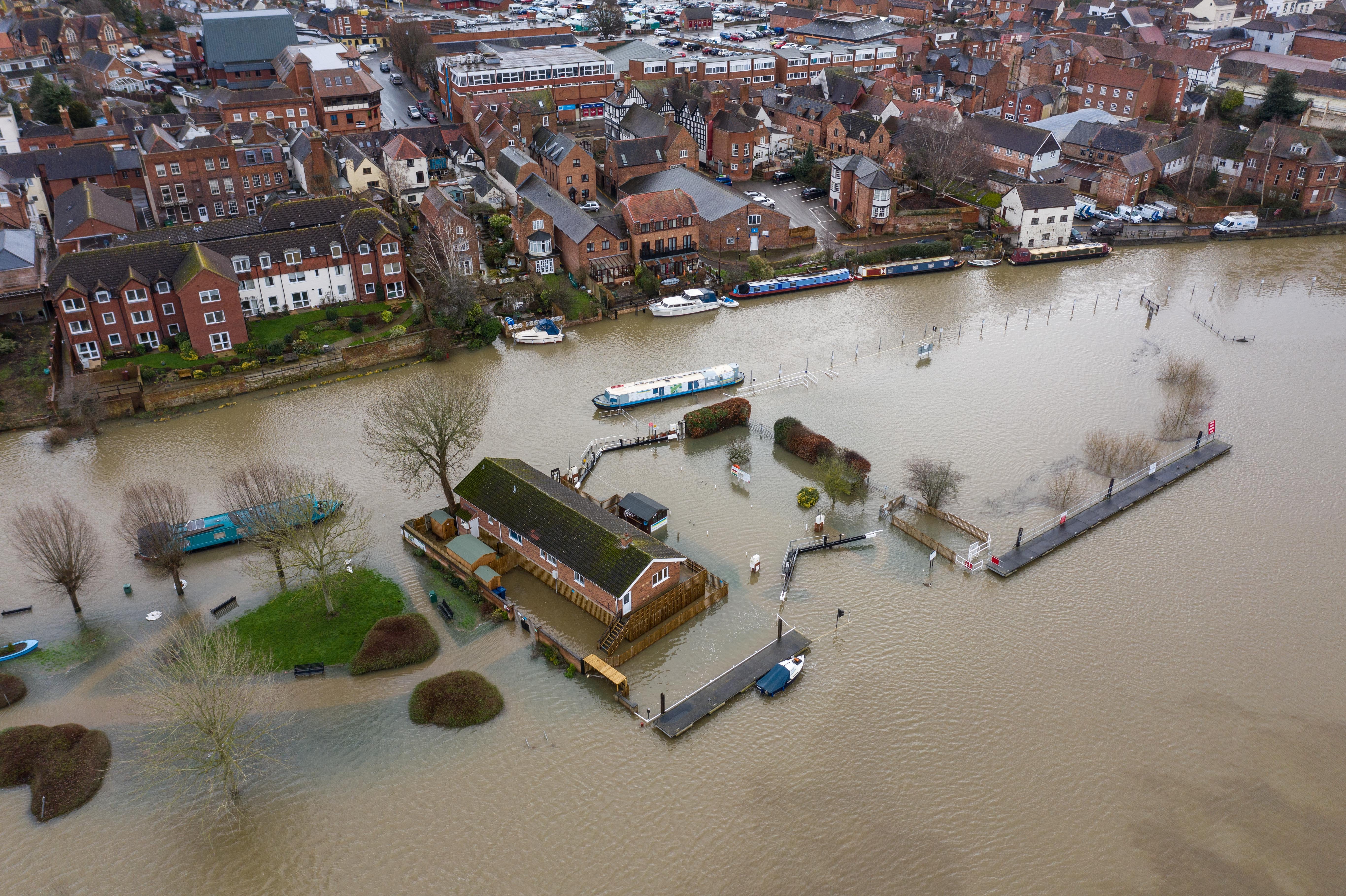 Ground near the Avon in Tewkesbury was fully submerged