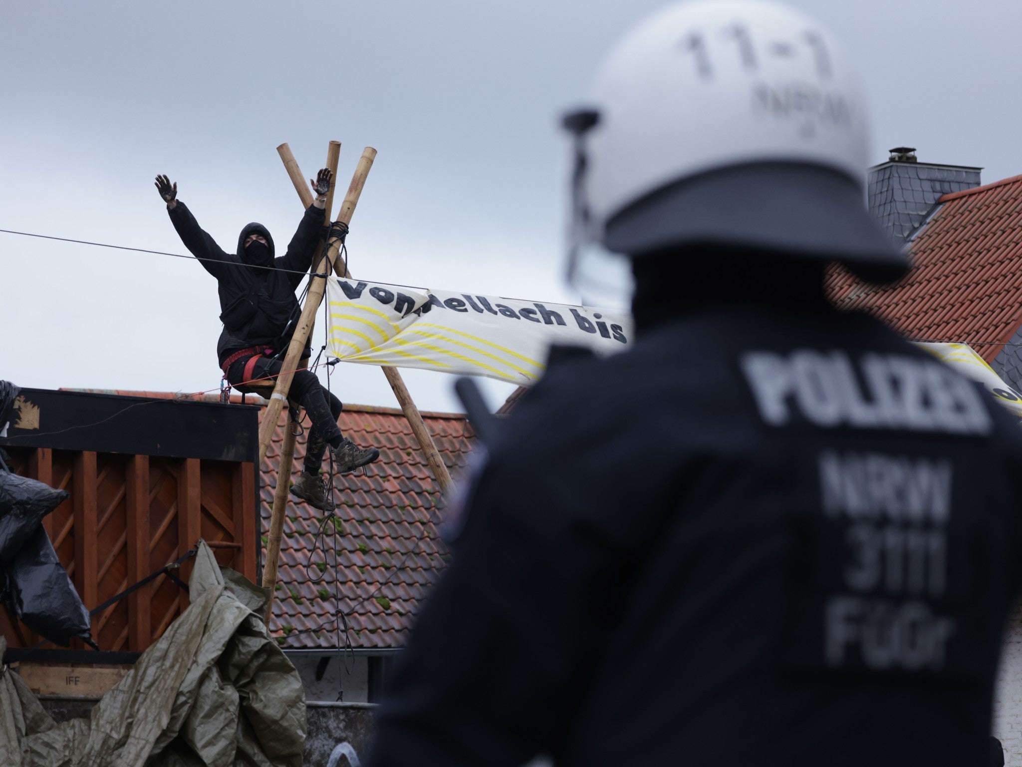 Riot police confront activists in Luetzerath next to the Garzweiler coal mine