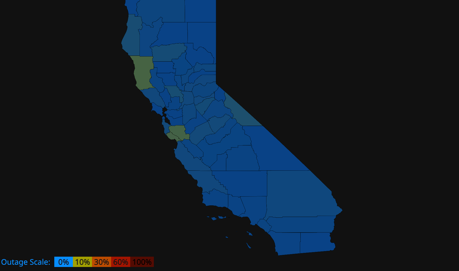 Power outages across California on Wednesday, January 11